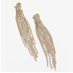 Jackie Mack Adhara Earrings Gold Hanging Rhinestones Limited Edition Rachel Zoe